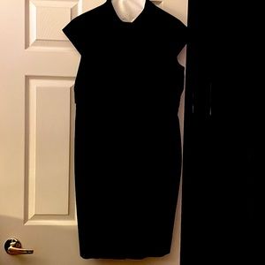Black button down knee length dress